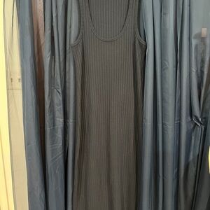 Vince Navy Ribbed Sleeveless Dress